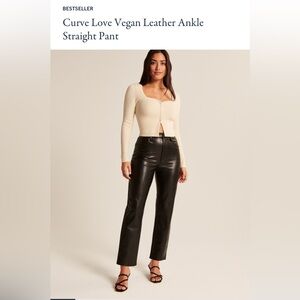 Curve Love Vegan Leather Ankle Straight Pant in Black